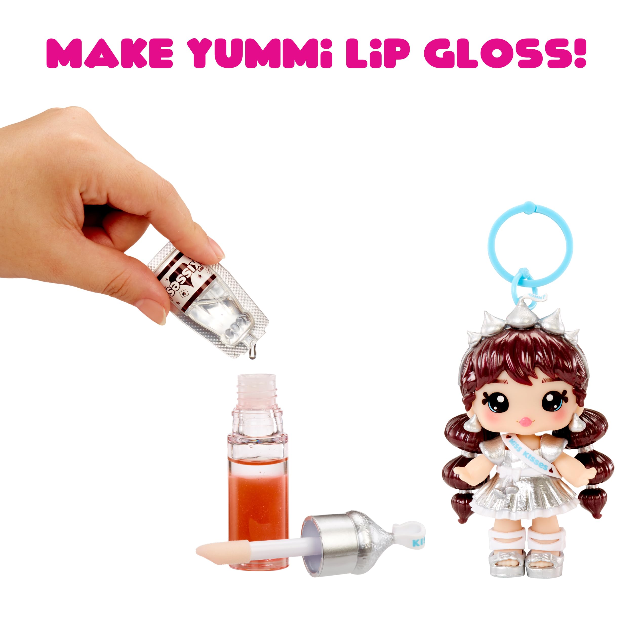 Yummiland x Hershey’s Kisses Coco Kisses Doll - DIY Lip Gloss Kit with Keychain, Articulated Fashion Doll for Ages 4+ 3