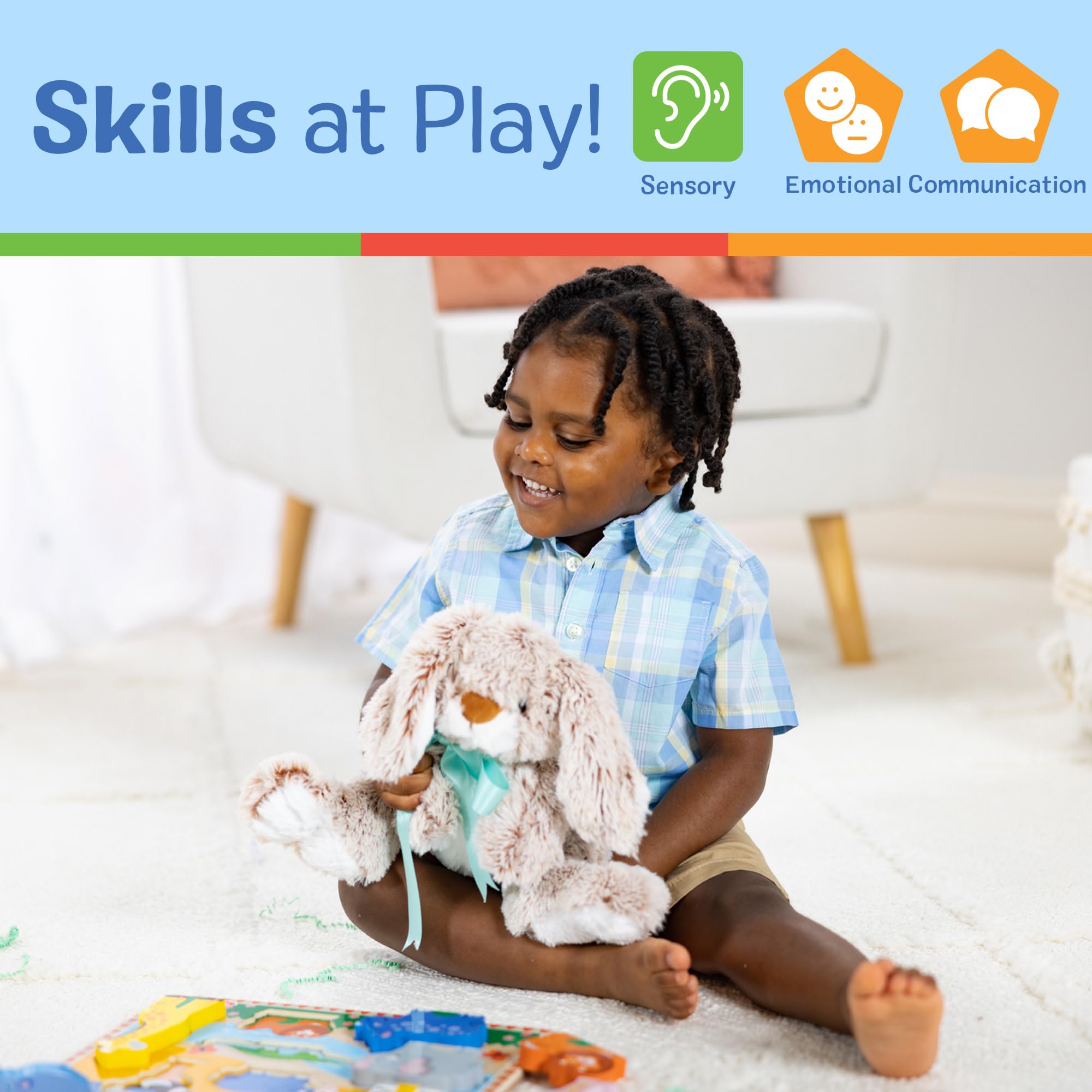 Melissa & Doug Burrow Bunny Rabbit Plush Toy | Extra-Soft Fabric | Ages 0+ | Model 6074550 5