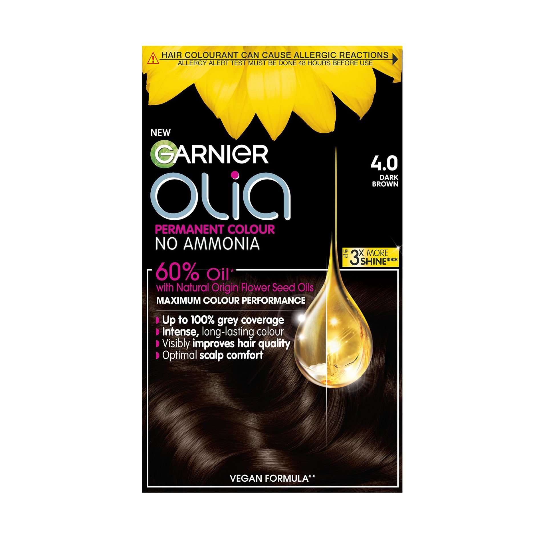 Garnier Olia 4.0 Dark Brown No Ammonia Permanent Hair Dye (150g) 1