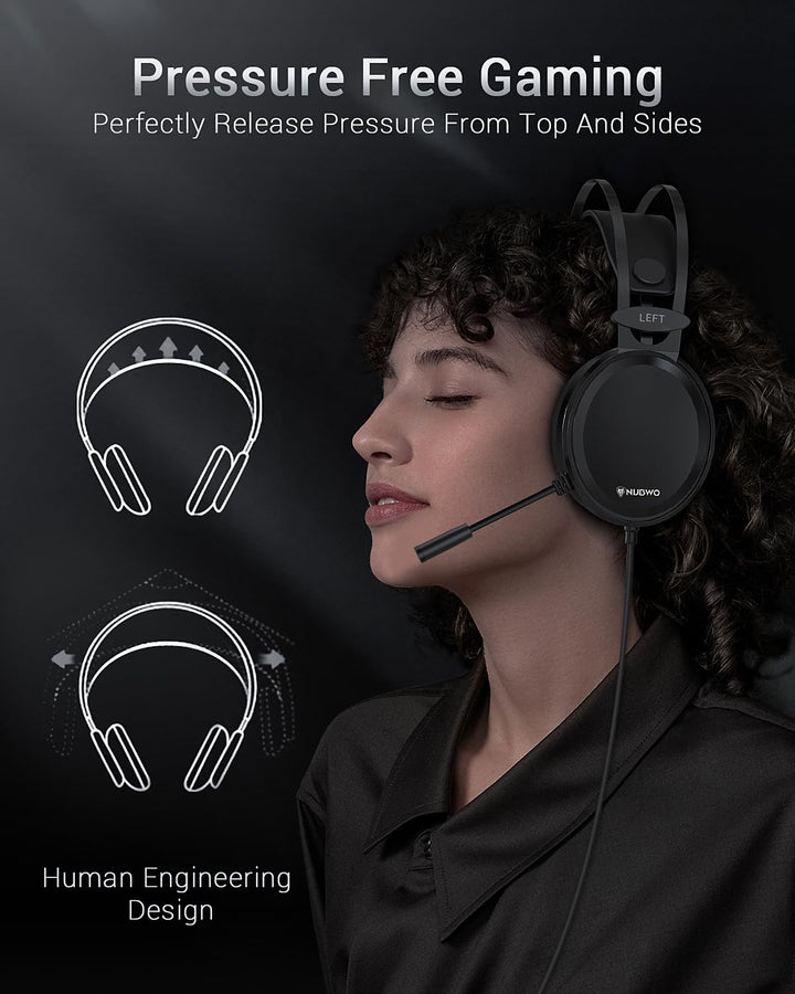 NUBWO N7 Gaming Headset - 50mm Drivers, Noise-Isolating Mic, Wired for PS4, Xbox One, PC, PS5, Nintendo Switch