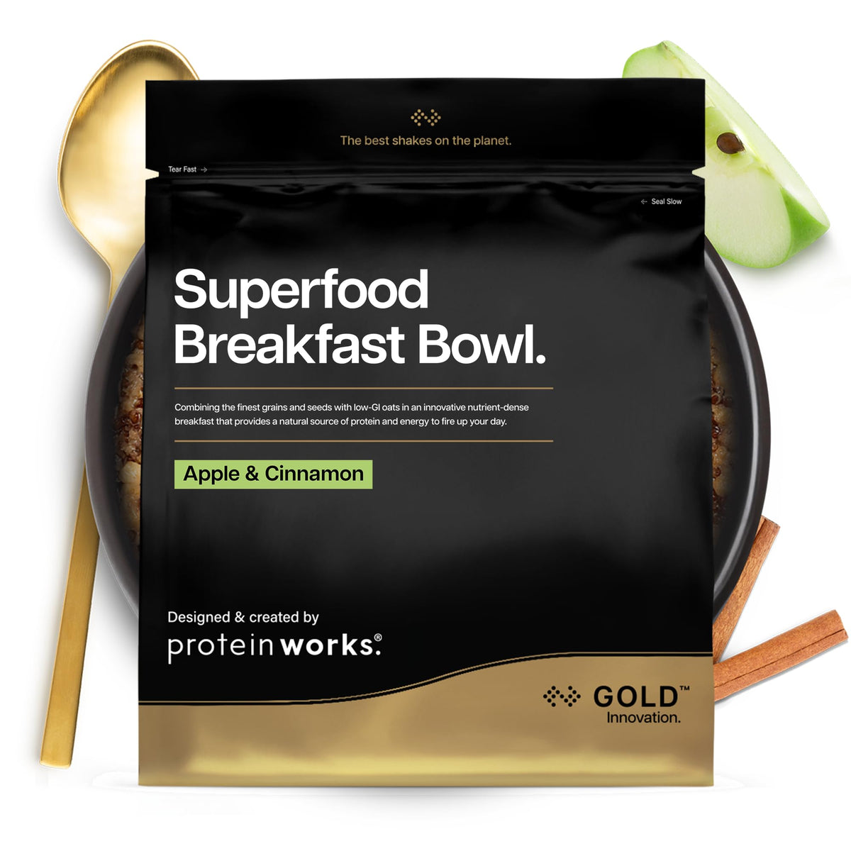 THE PROTEIN WORKS Superfood Breakfast Bowl - Gold, Apple & Cinnamon, 600g