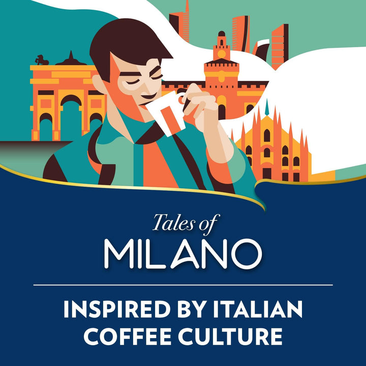 Lavazza Tales of Milano Coffee Ground - 100% Arabica, Aromatic Notes of Honey and Dried Fruit, Intensity 7/10, Light Roasting, 200 g