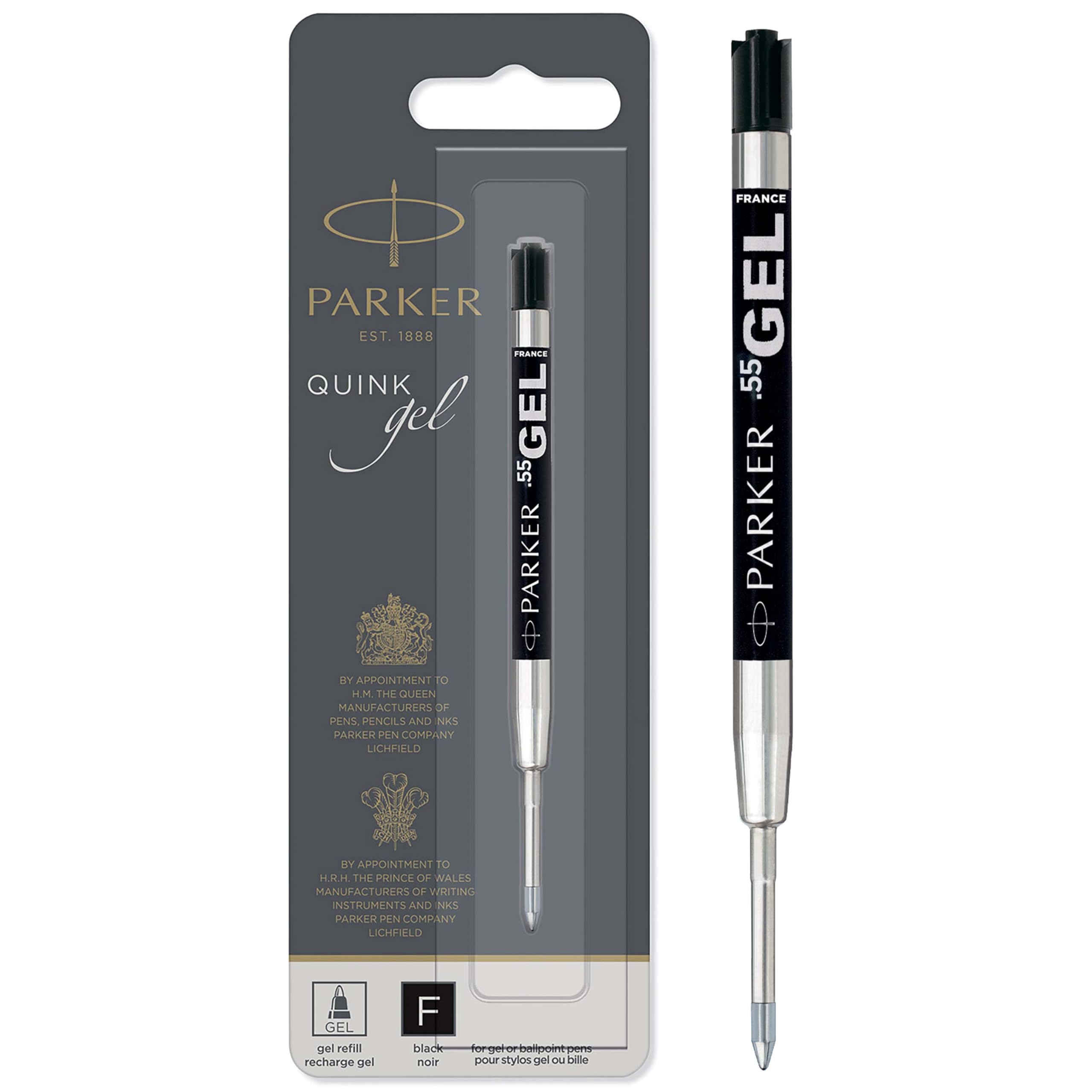PARKER QUINK Gel Ink Refill - Fine Tip (0.5mm), Black Ink | Fits All PARKER Pens 1