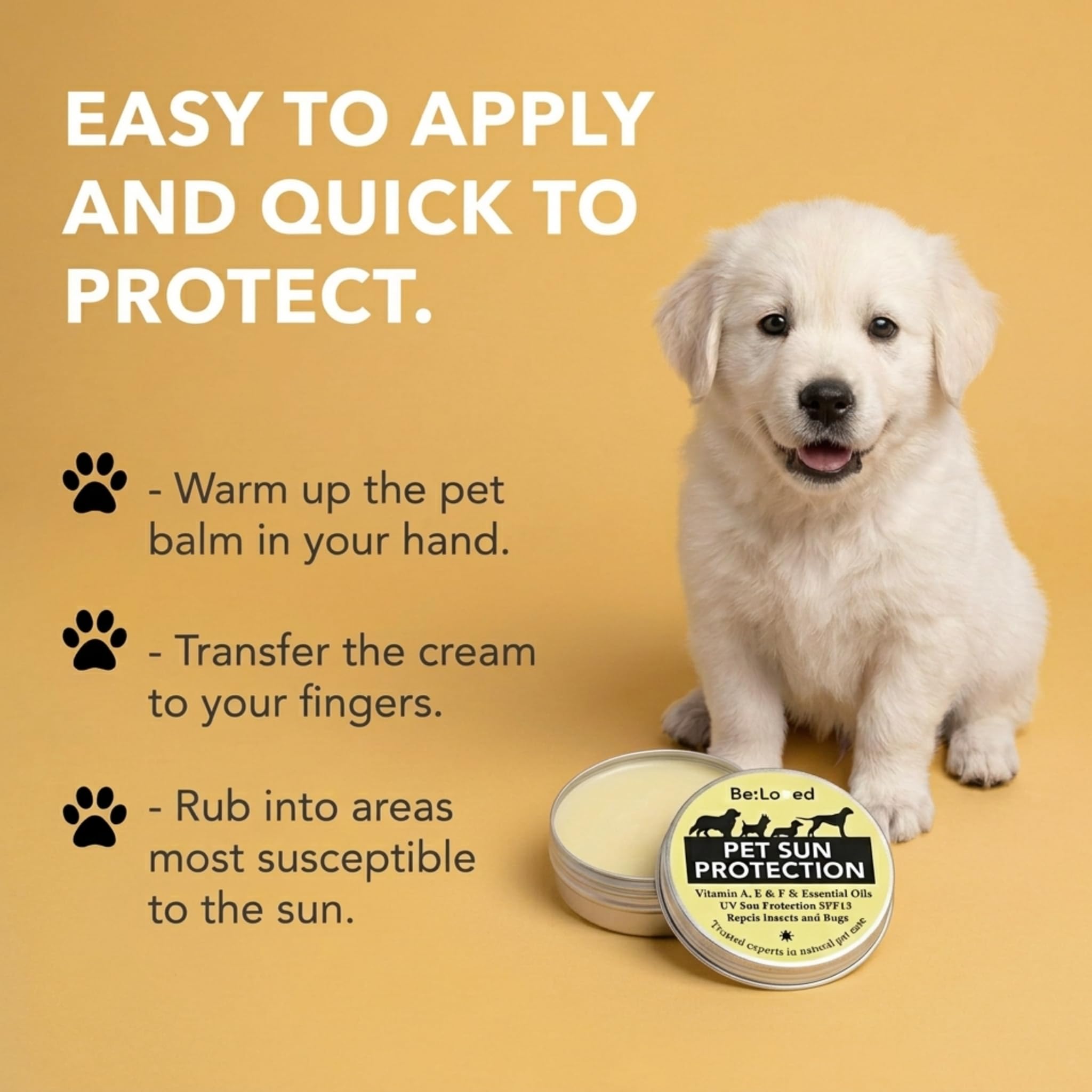 Be:Loved Be:Sunsafe Pet Sun Protection Balm - Natural Skin Shield for Dogs & Cats | 60g 3