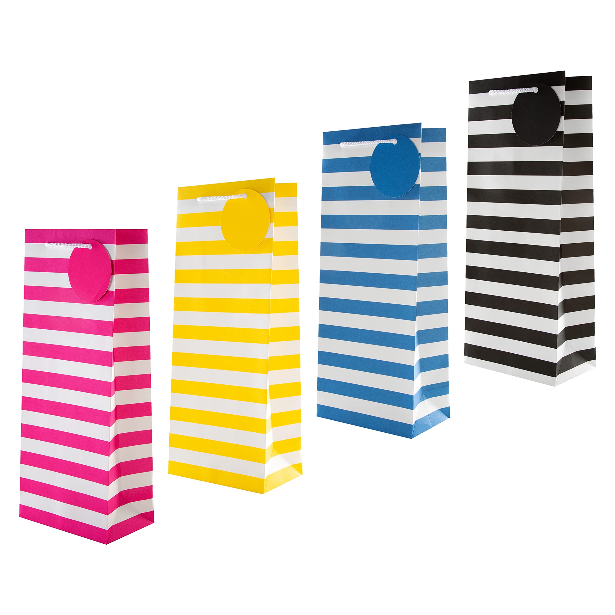Hallmark Multi-Occasion Bottle Gift Bags - Pack of 4 | Striped Design | FSC Certified Paper