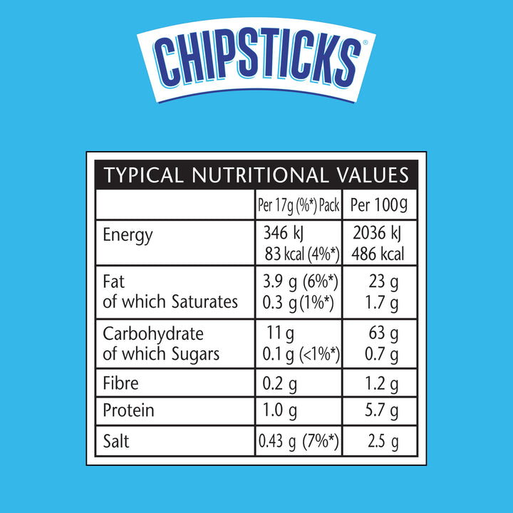 Smiths Chipsticks Salt & Vinegar Flavour Crisps Multipack 6 x 17g