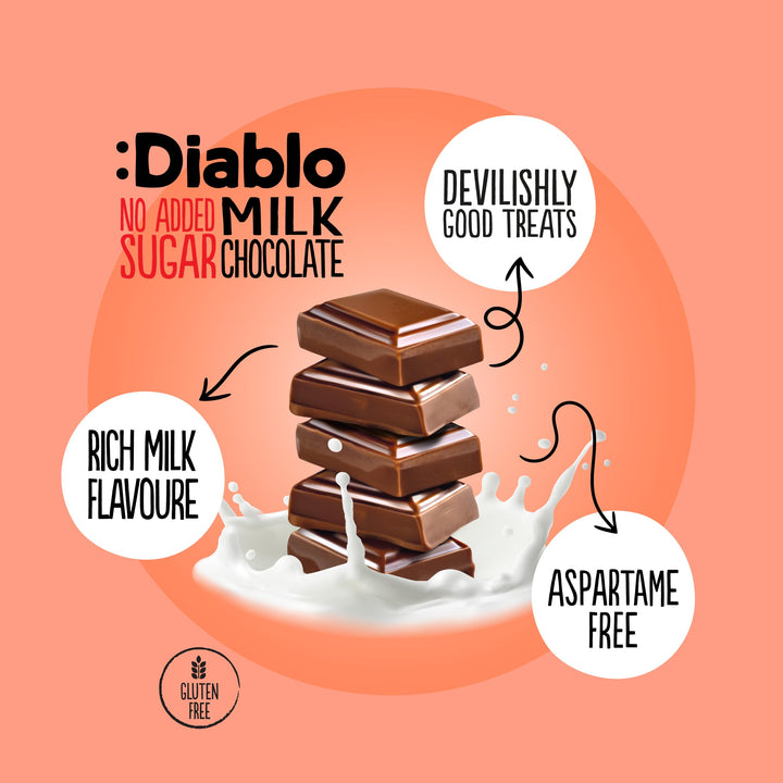 Diablo Milk Chocolate - Maltitol Sweetened, No Added Sugar, Gluten Free