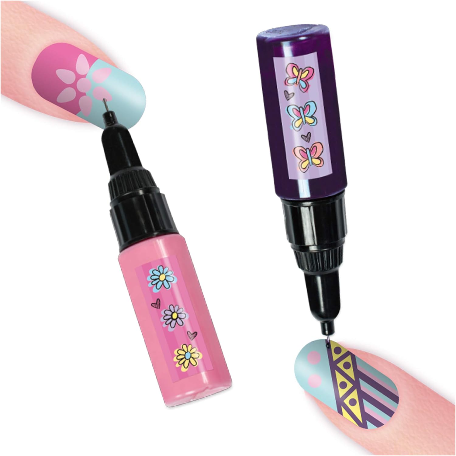 Galt Toys Nail Designer Kit for Kids, 7+ Years, 7 Colors & 2 Nail Pens with Stickers, Gems, and Glitter Varnish