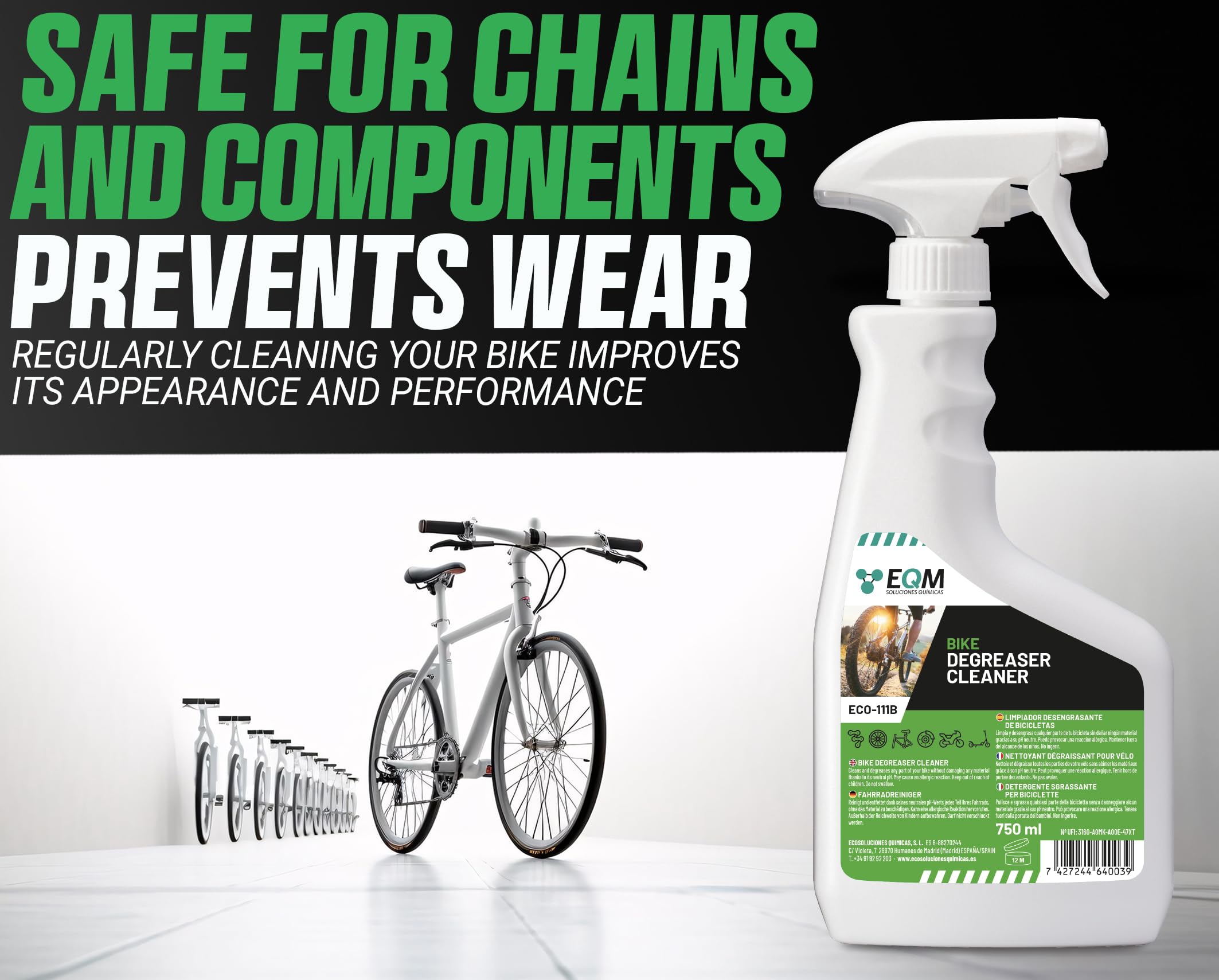 EQM SOLUCIONES QUIMICAS ECO-111B Bike Degreaser Cleaner - Neutral pH | 750 ML | Unscented 5
