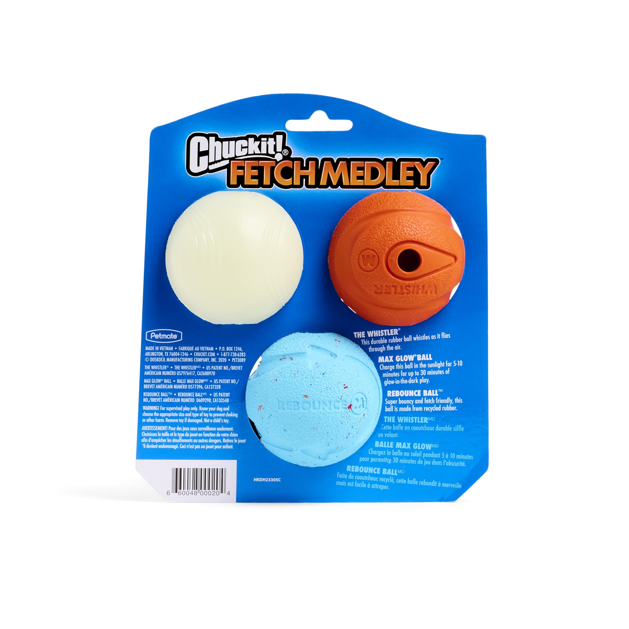 Chuckit! Fetch Medley 3 Pack - Max Glow, Rebounce, Whistler | Medium | Launcher Compatible 4
