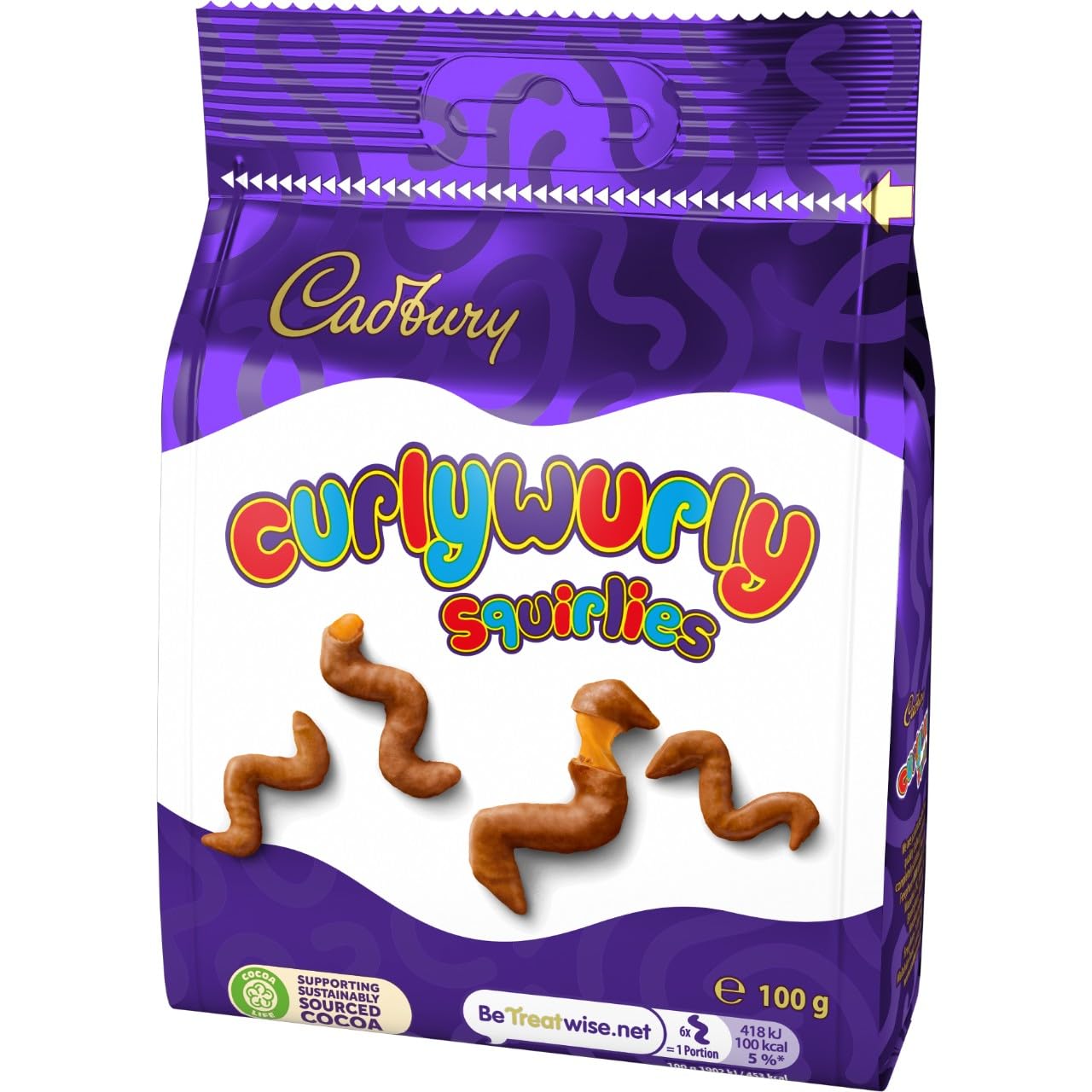 Cadbury Milk Chocolate Curly Wurly Squirlies, Bite-Sized Chewy Caramel Treats, Sharing Bag 100g 4