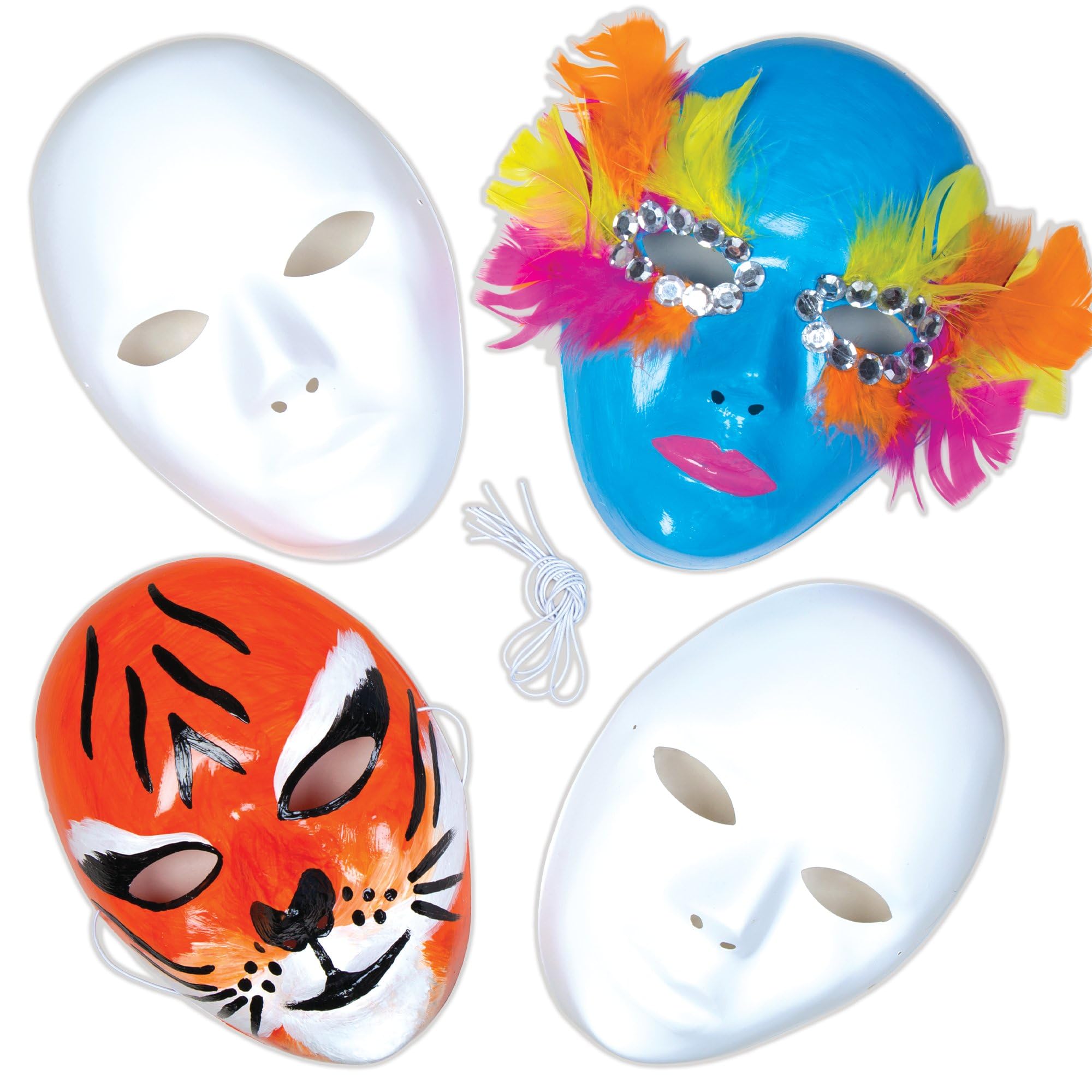 Baker Ross E1144 Blank Plastic Face Masks for Kids to Decorate - Pack of 6 | 20cm x 15cm 1