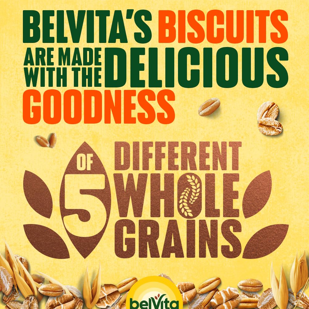 Belvita Breakfast Biscuits Honey and Nuts, 50g - Crunchy Wholegrain Biscuits with Honey, Nuts & Chocolate Chips