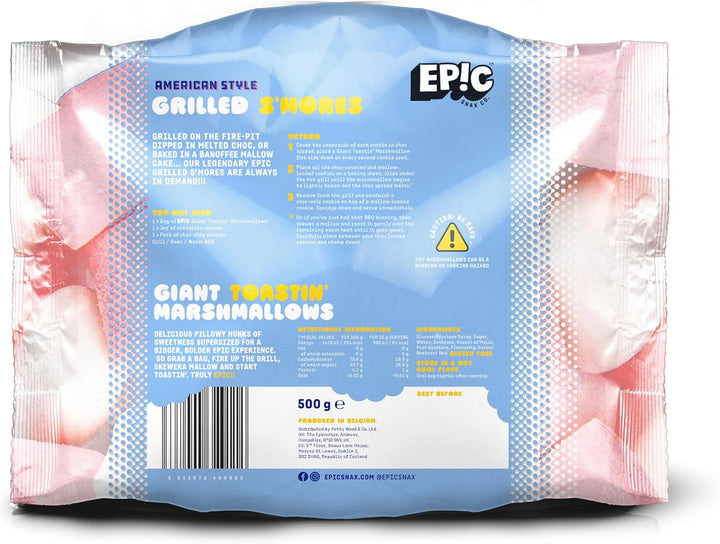 EPIC SNAX CO - Giant American Style Pink and White Toastin’ Marshmallows, 500g