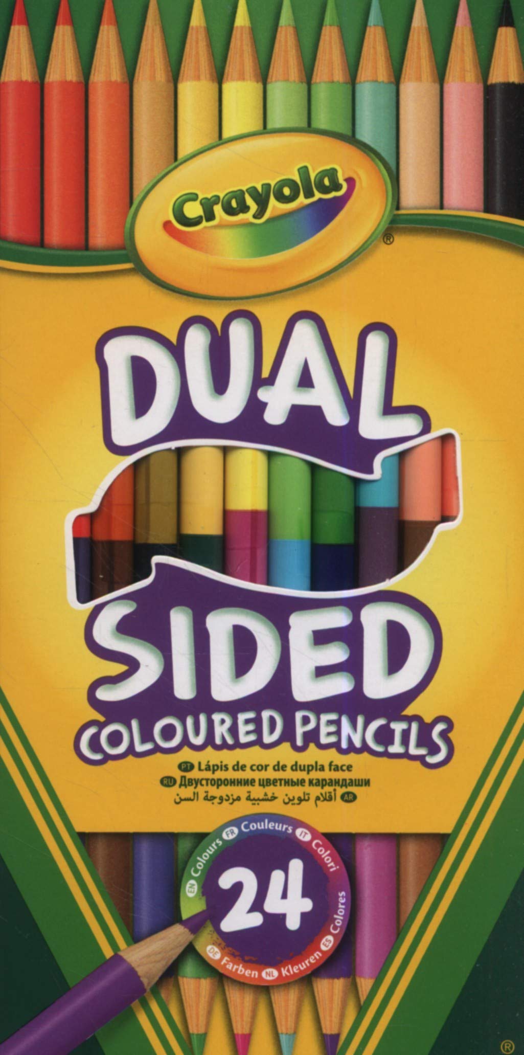 CRAYOLA Dual-Sided Colouring Pencils - 12 Pencils (24 Colours) | Thick Soft Lead | Ages 3+ 1