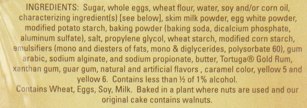 Tortuga Golden Original Rum Cake with Walnuts, 454g