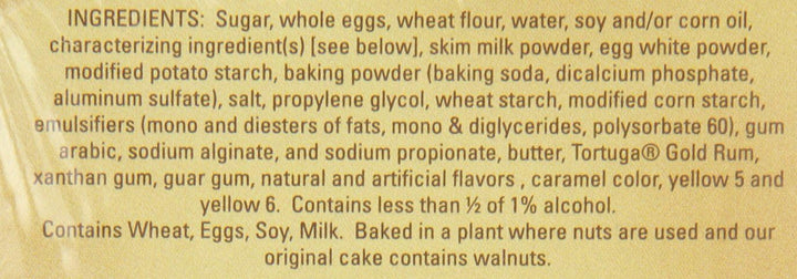 Tortuga Golden Original Rum Cake with Walnuts, 454g