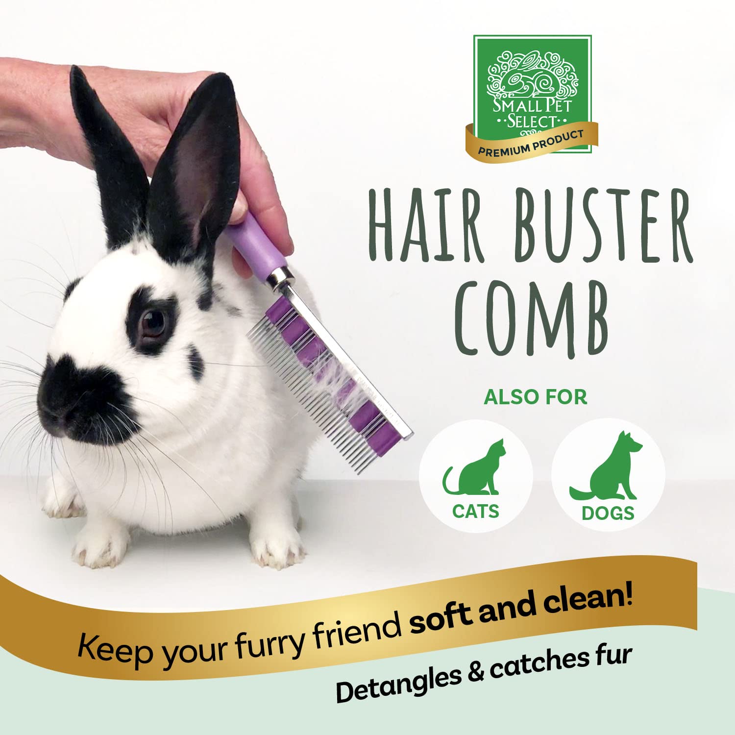 SMALL PET SELECT Hair Buster Comb - Removes Loose Hair | Ideal for Small Pets | Purple/Pink 2