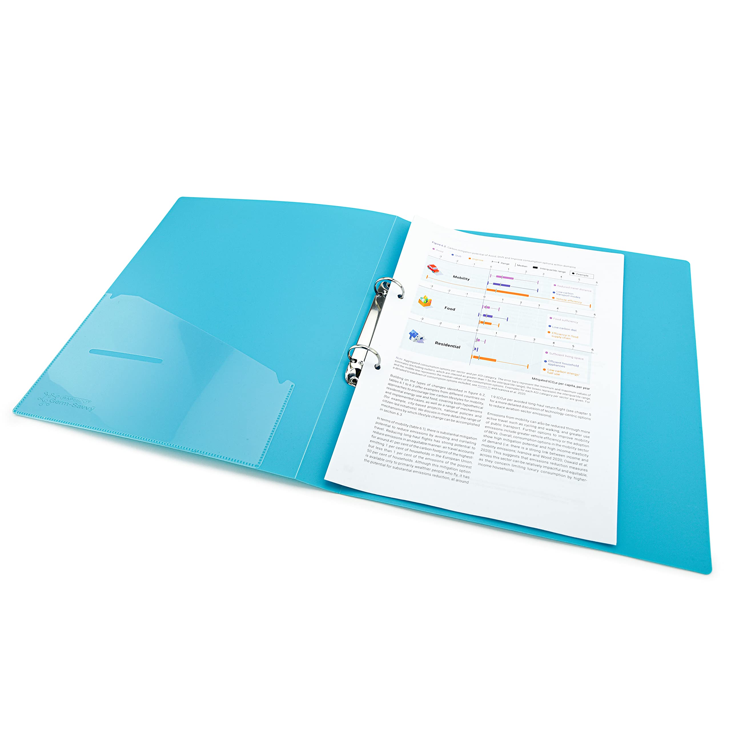 Rapesco 1664 O-Ring Binder - 4 Pack A4, 35mm Spine, 25mm Capacity, Aqua