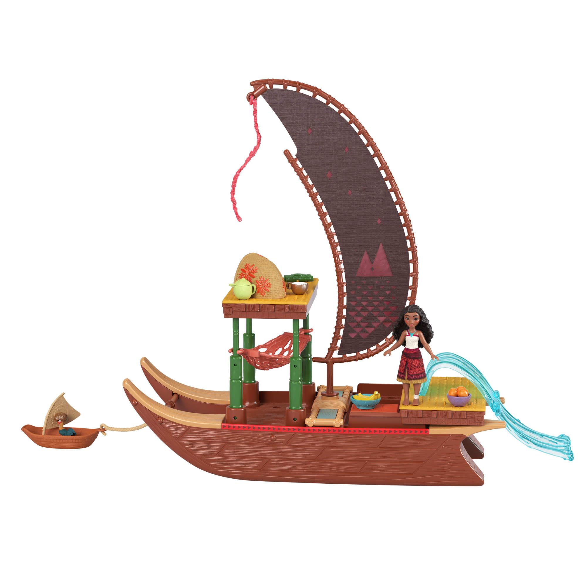 Mattel Disney Vaiana 2 Abenteuer-Kanu-Spielset – Schwimmendes Spielset mit beweglicher Puppe und 6 Verwandlungsbereichen für Kinder ab 3 Jahren 6