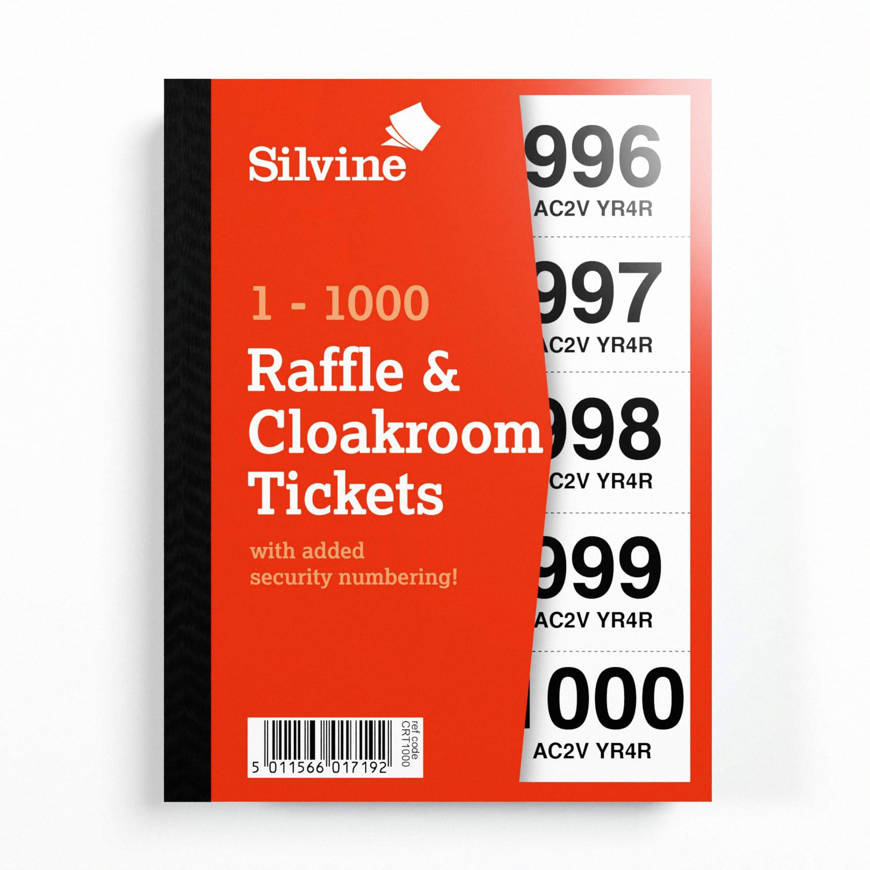 Silvine Cloakroom/Raffle Tickets - 1000 Tickets Numbered 1-1000 with Security Numbering | Model CRT1000 1