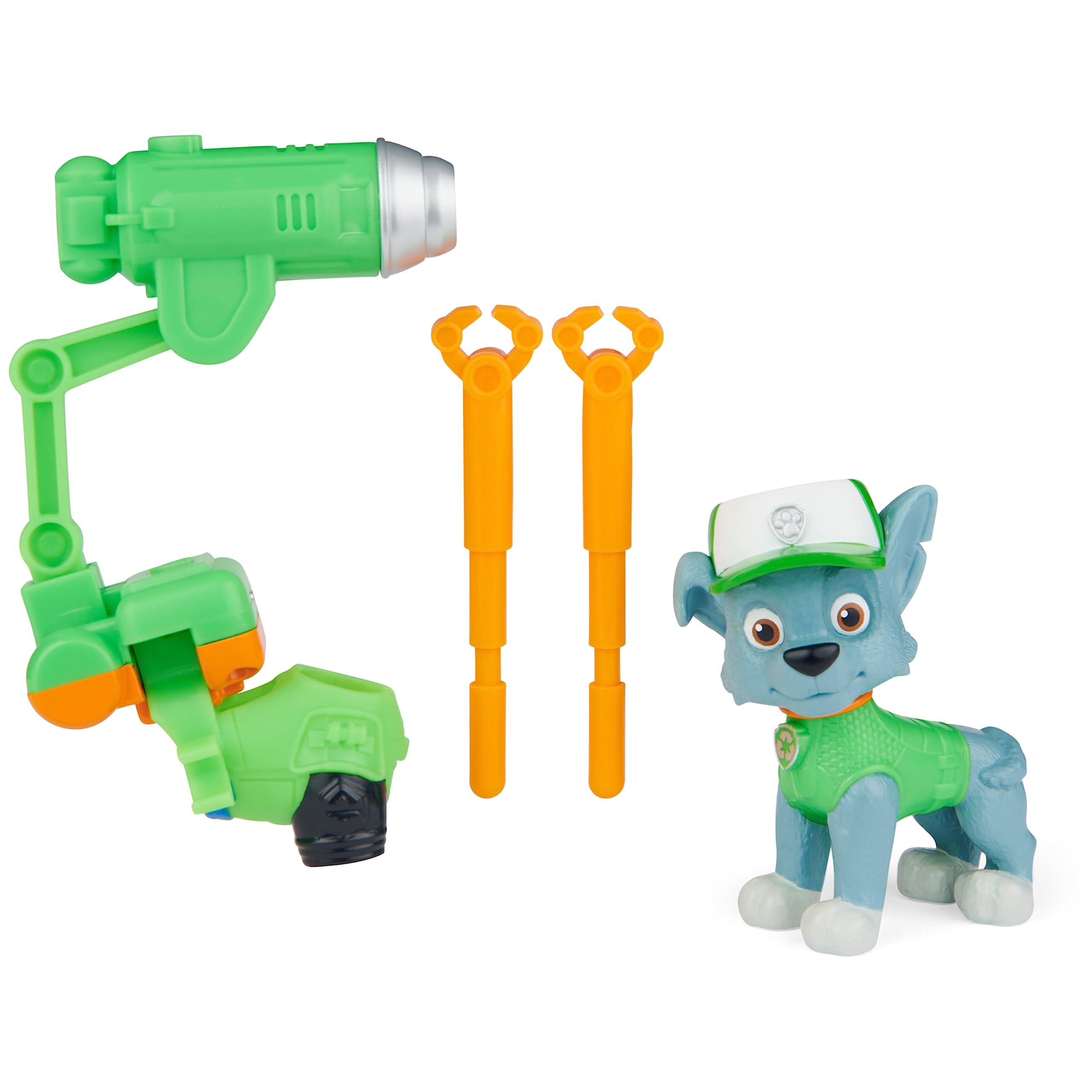 Paw Patrol Rocky Action Figure with Clip-on Backpack and 2 Projectiles - Movie Collectible Toy for Kids 3+ 2