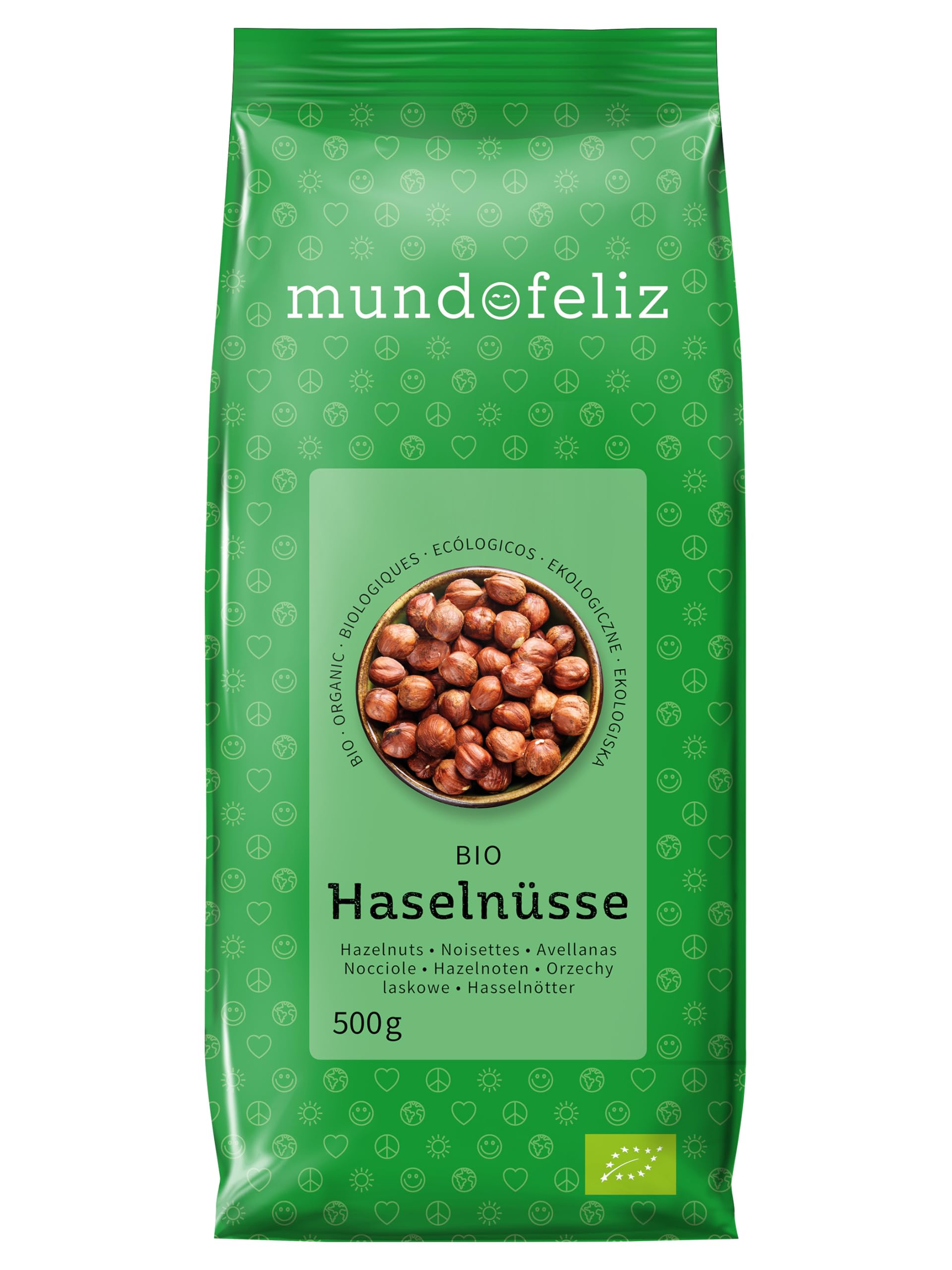 Mundo Feliz Organic Raw Hazelnuts - 2 x 500g Pack | Unsalted, Vegan-Friendly