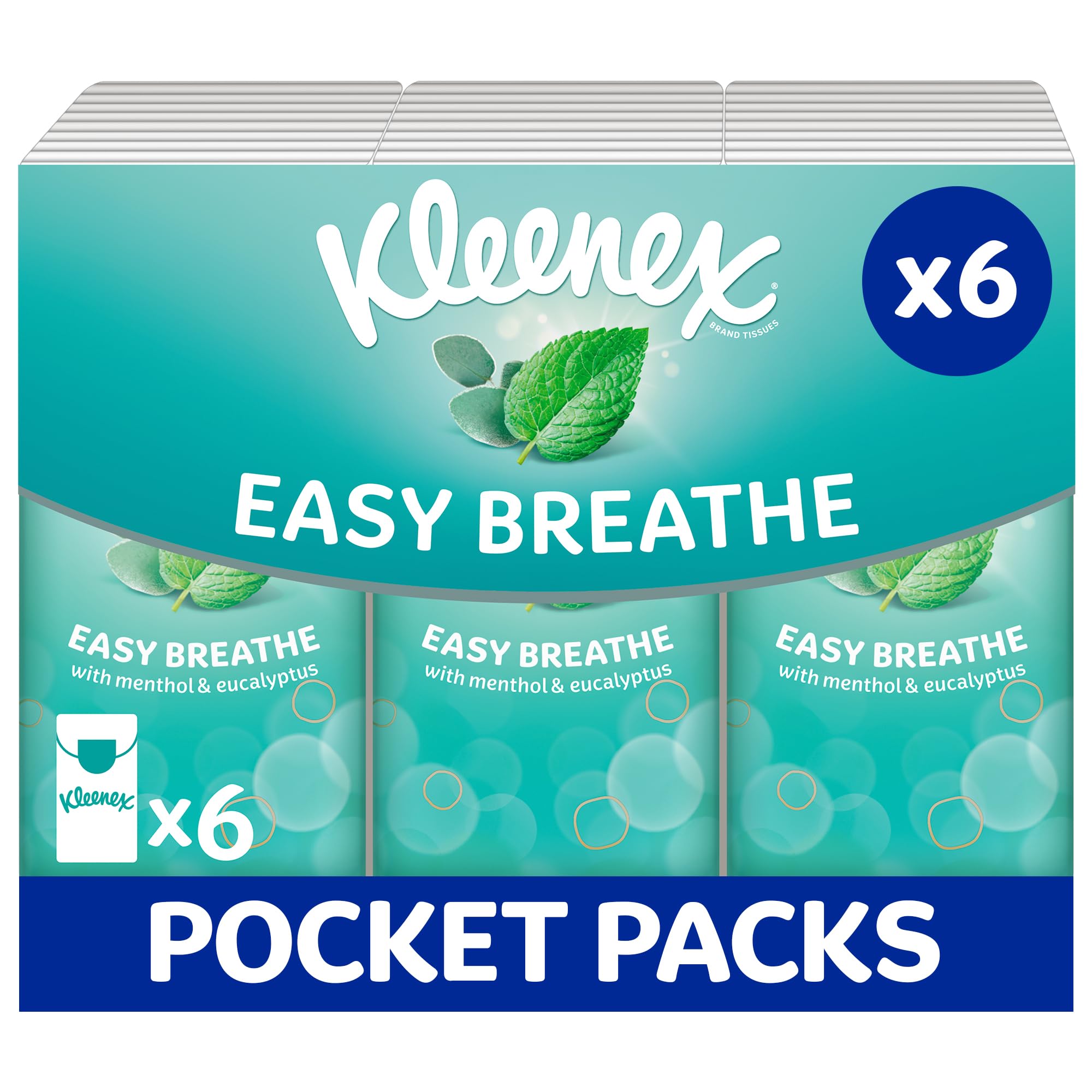 Kleenex Easy Breathe Pocket Tissues - Natural Menthol & Eucalyptus Infused | 4-Ply | 6 Packs 1