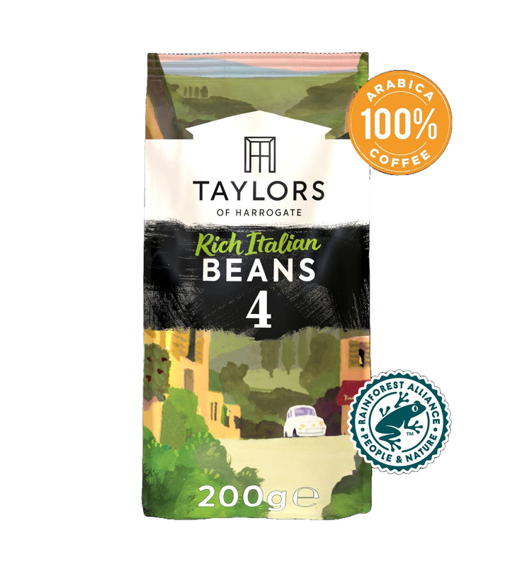 Taylors of Harrogate Rich Italian Coffee Beans, 200g (Pack of 6 - Total 1.2kg)