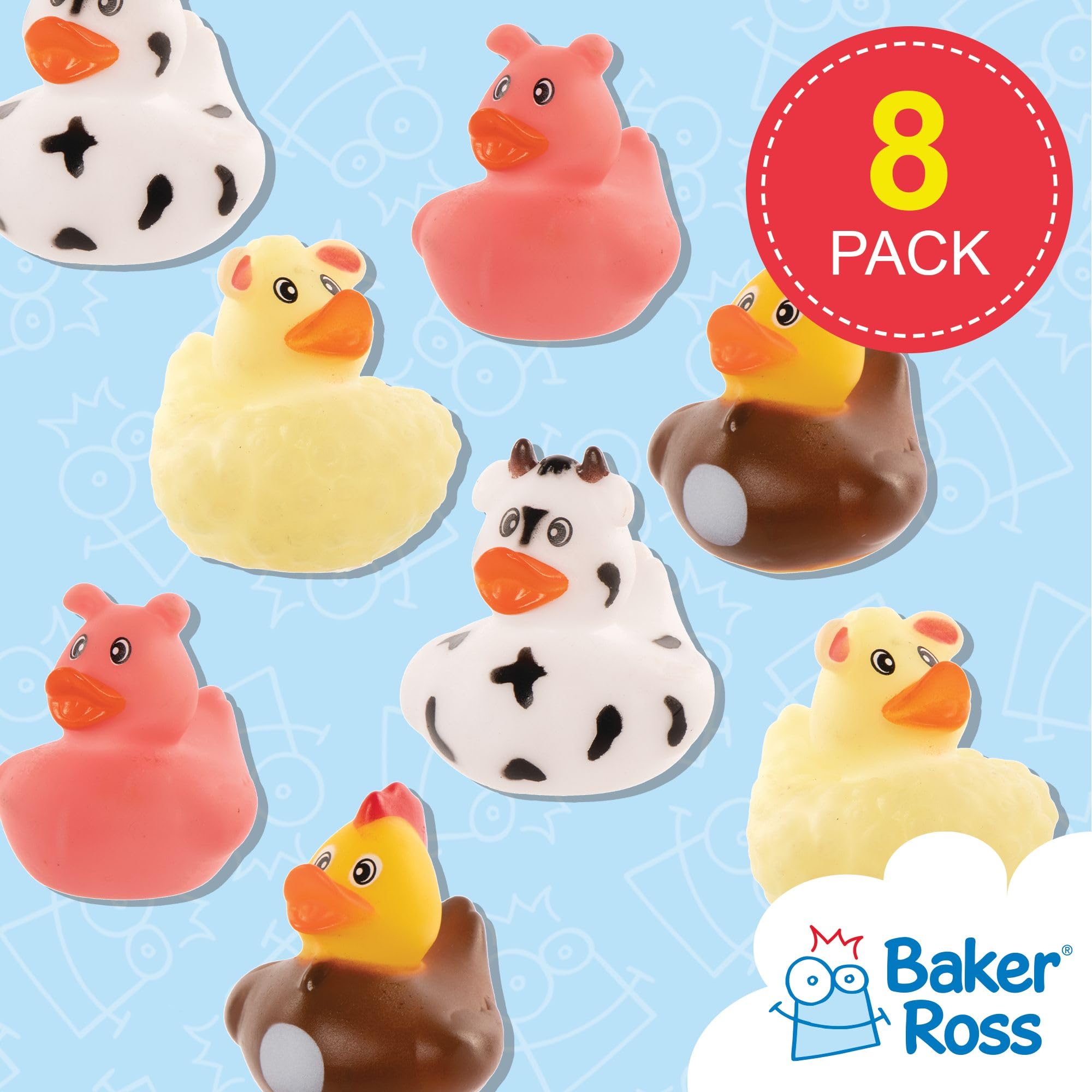 Baker Ross Farm Rubber Duck Bath Toys - Pack of 8 | 6 cm Ducks | Ages 3+ 2