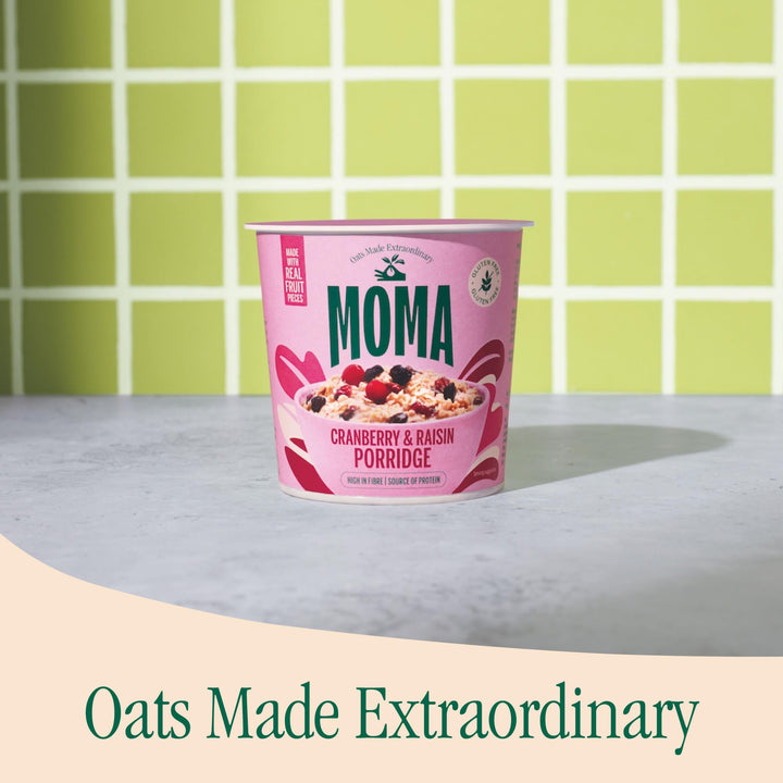 MOMA Instant Porridge Pots Cranberry & Raisin - 70g - Gluten Free, High Fibre, Source of Protein, Rich in Vitamin B6