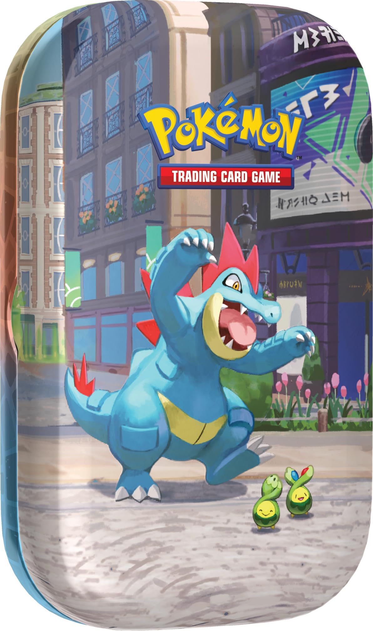 Pokémon TCG: Lumiose City Mini Tin - Feraligatr & Budew | 2 Booster Packs | Ages 6+ 1