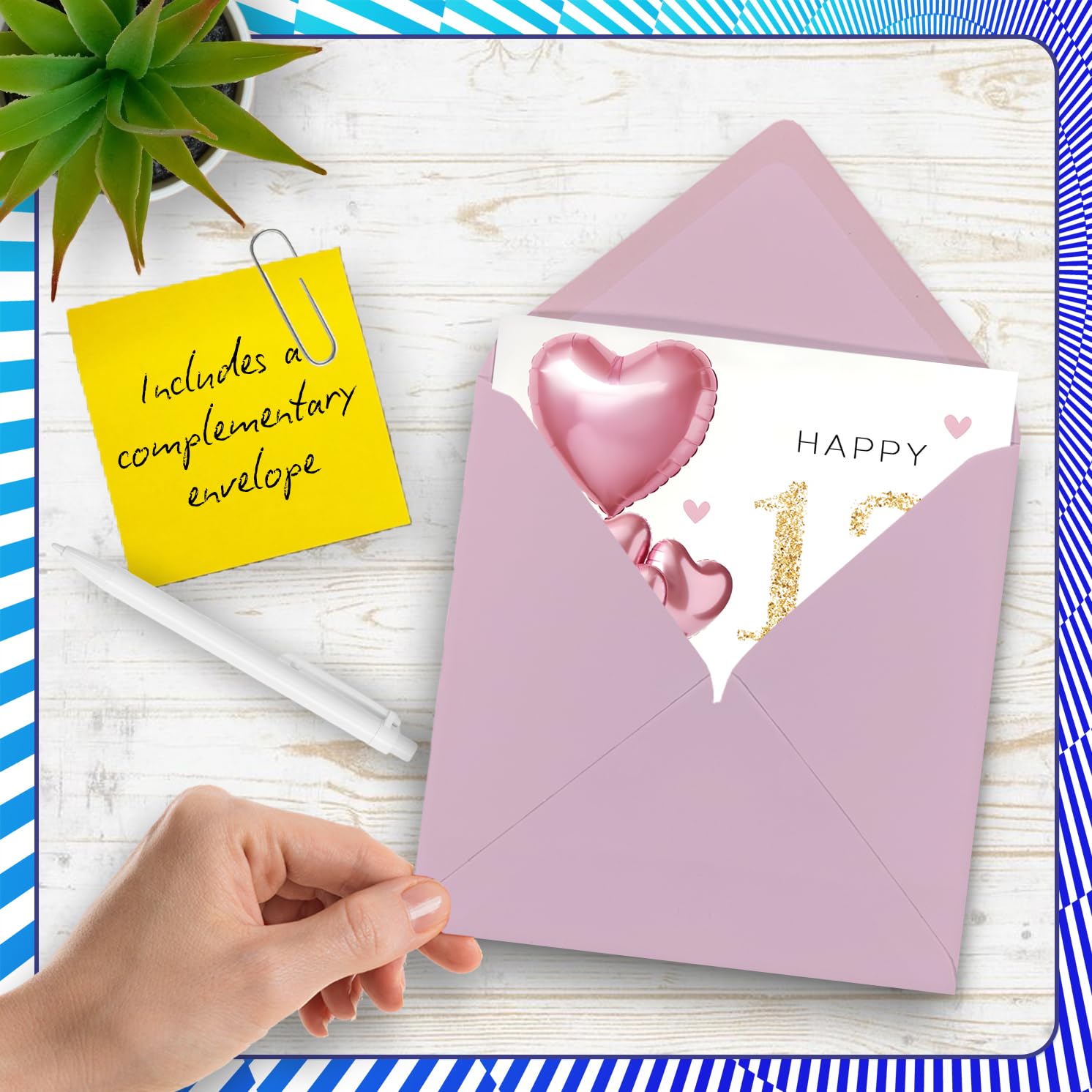 Stuff4 12th Birthday Card for Girls - Pink Glitter Balloons | 145mm x 145mm | Blank Inside 5