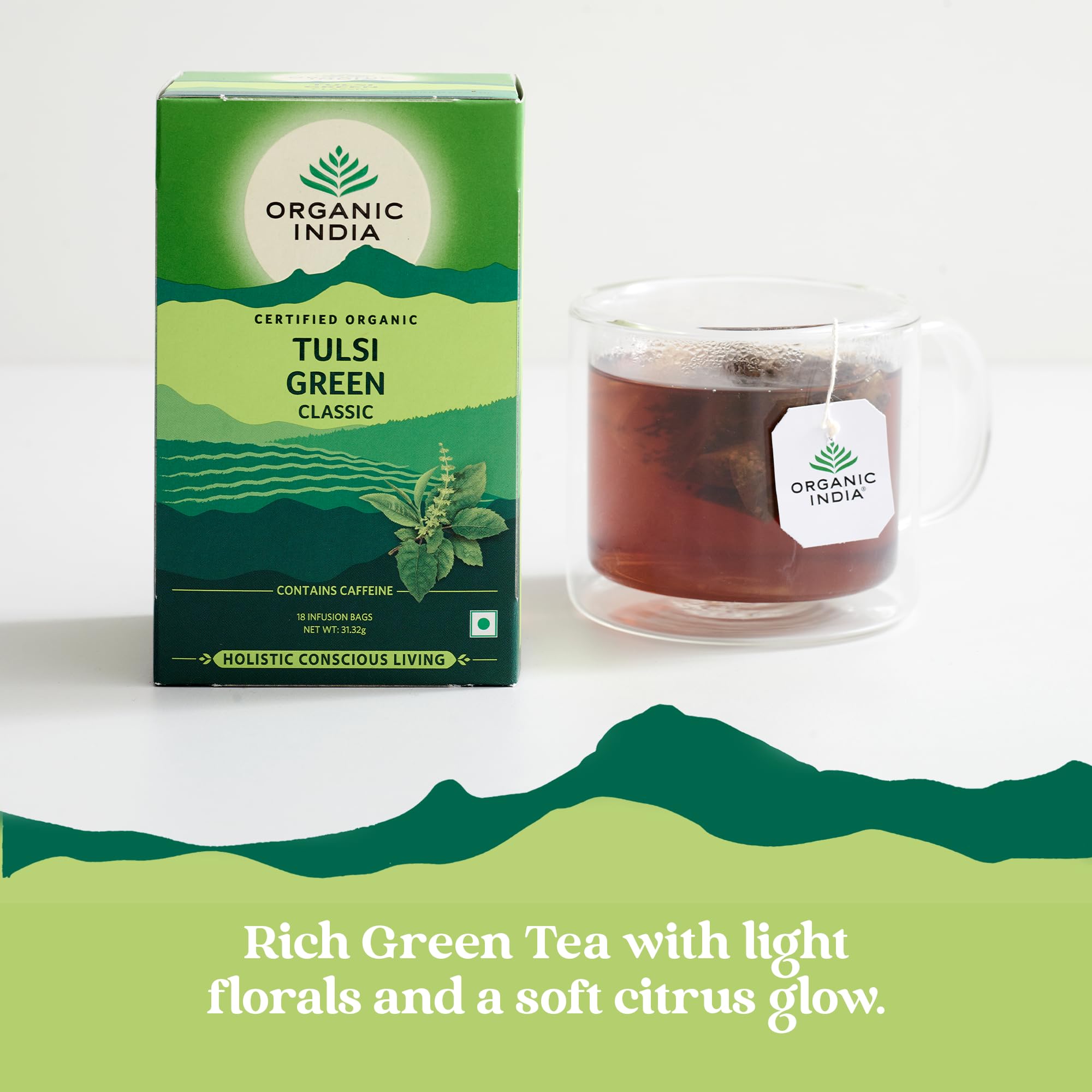 Organic India Tulsi Green Tea Classic, Certified Organic & Vegan, 18 Tea Bags 8