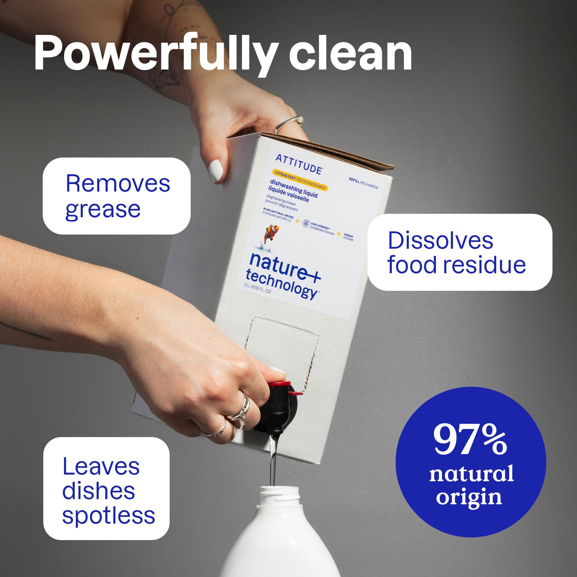 ATTITUDE Washing-Up Liquid - EWG Verified Plant-Based Dish Soap | Citrus Zest | 700 ml 3