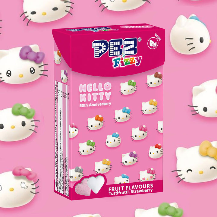 PEZ Hello Kitty Fizzy Strawberry Flavoured Retro Sweets - 30g Flip Top Box