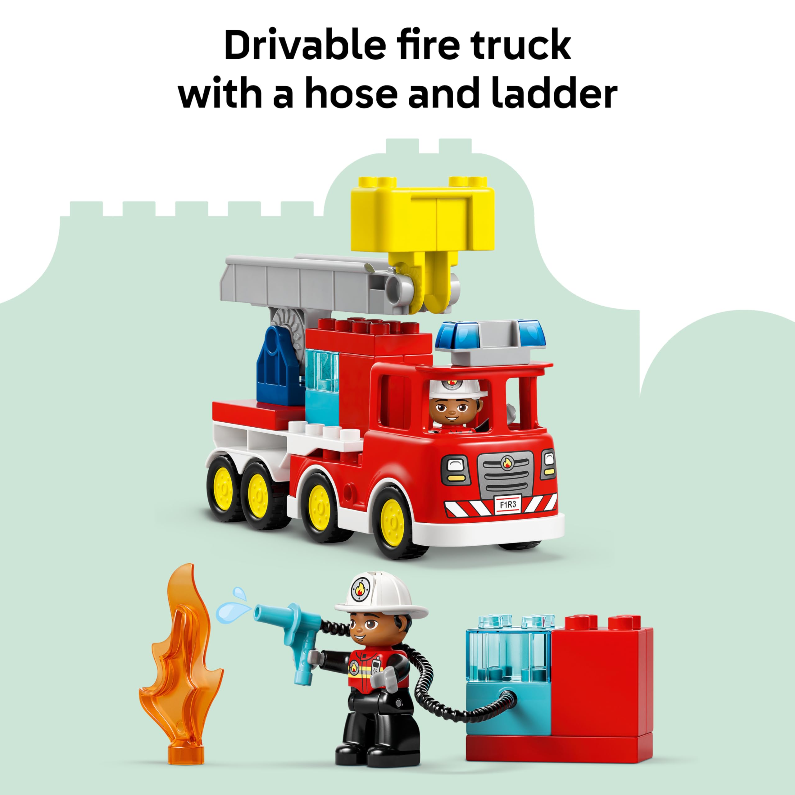 LEGO DUPLO Fire Engine with Hose and Firefighter Set 10473 | Ages 2+ 4