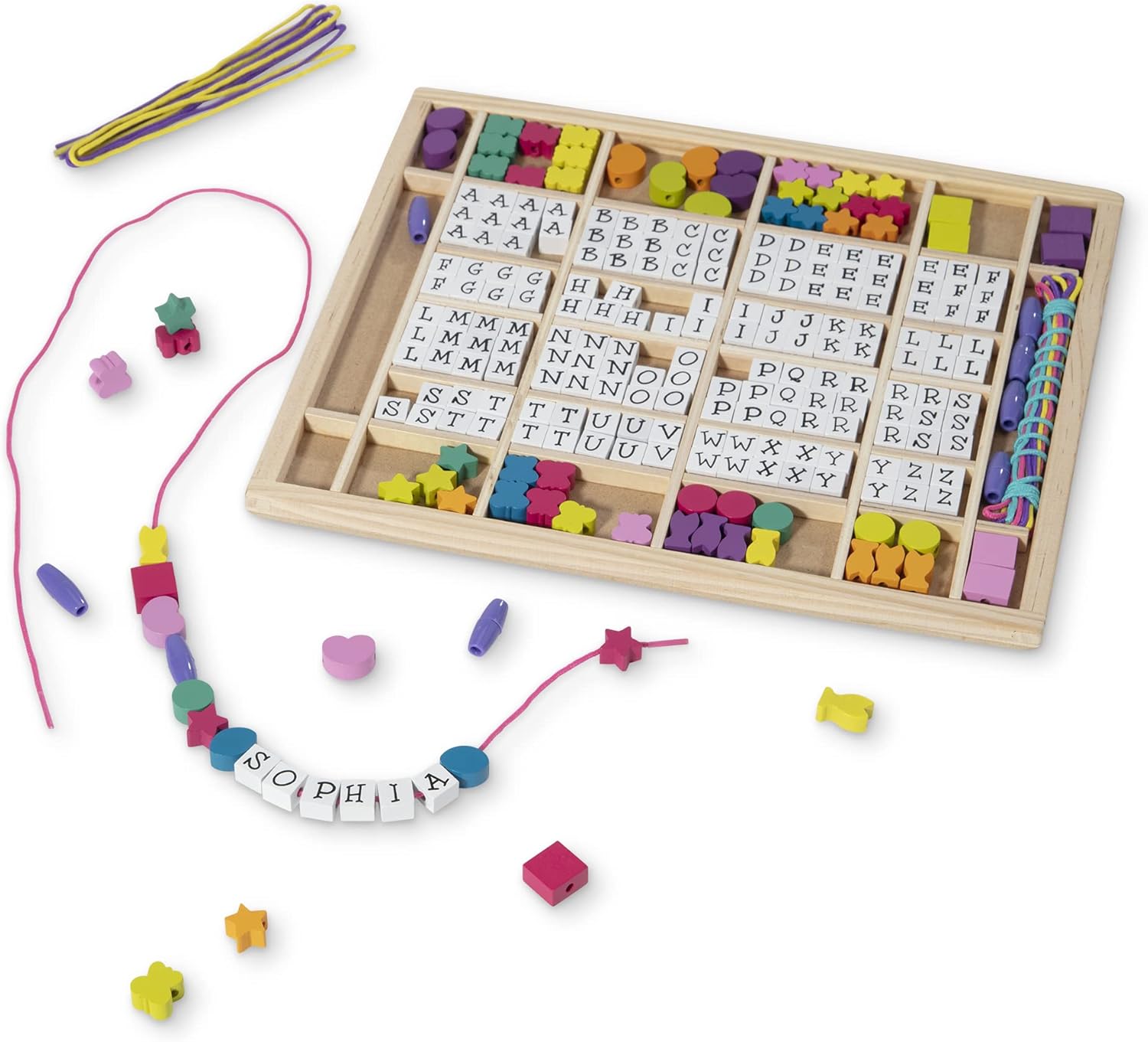 Melissa & Doug Wooden Stringing Beads - Arts & Crafts Kit for Kids 4+ 1