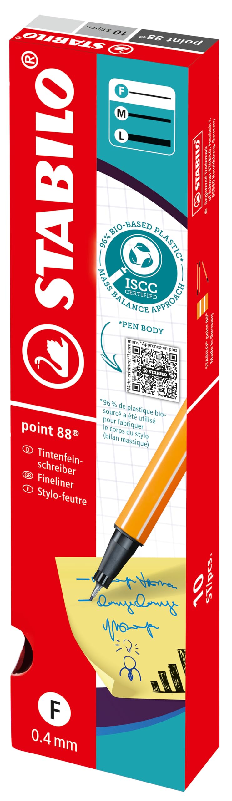 STABILO point 88 - Fineliner - Pack of 10 - Red 5