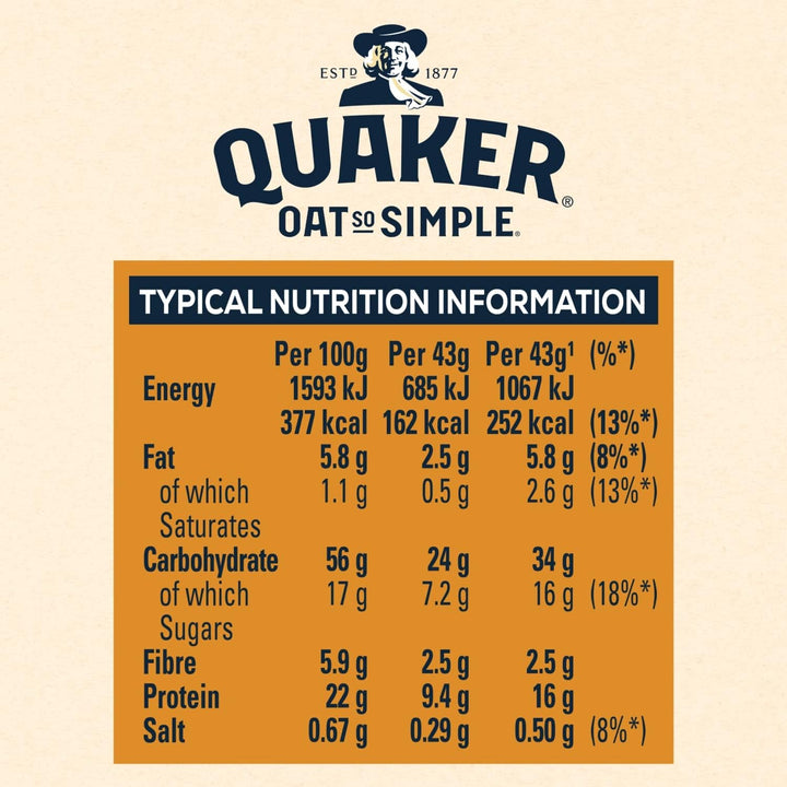 Quaker Oat So Simple Protein Golden Syrup Porridge, 8x43g