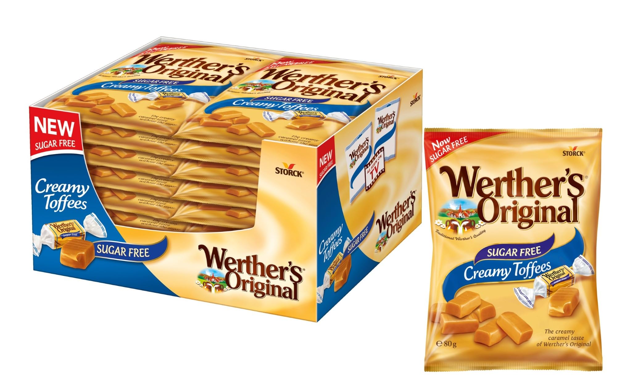 Werther's Original Sugar-Free Creamy Toffees, Gluten-Free Individually Wrapped Treats
