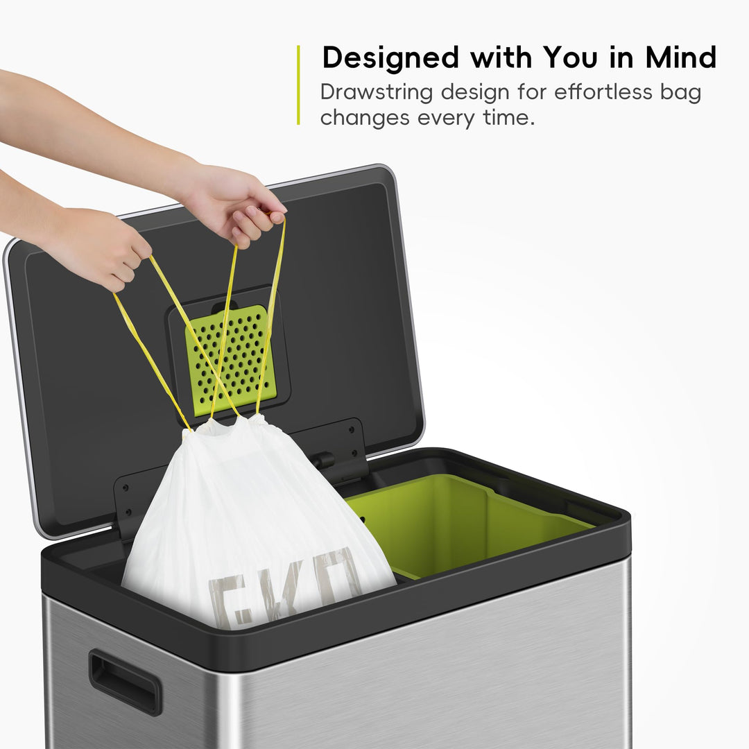 EKO Heavy Duty 18-30L Drawstring Bin Bags, Leakproof & Tear-Resistant Kitchen Bin Liners, 49 x 70 cm, 20 Count, Code F-1