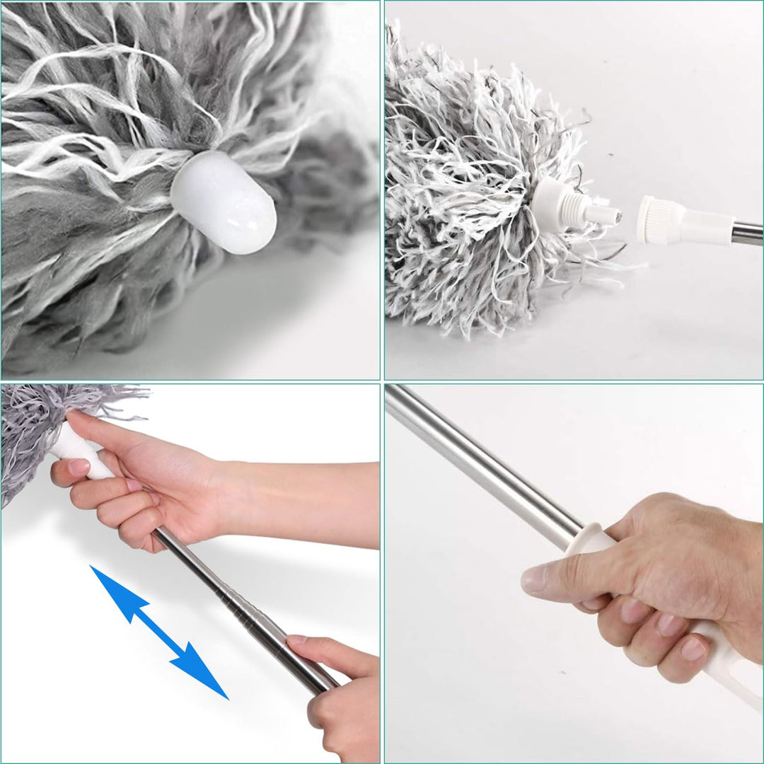 ASelected Extendable Microfiber Duster with 108" Telescoping Pole - 80-275cm Adjustable Height for Ceilings, Fans & Blinds