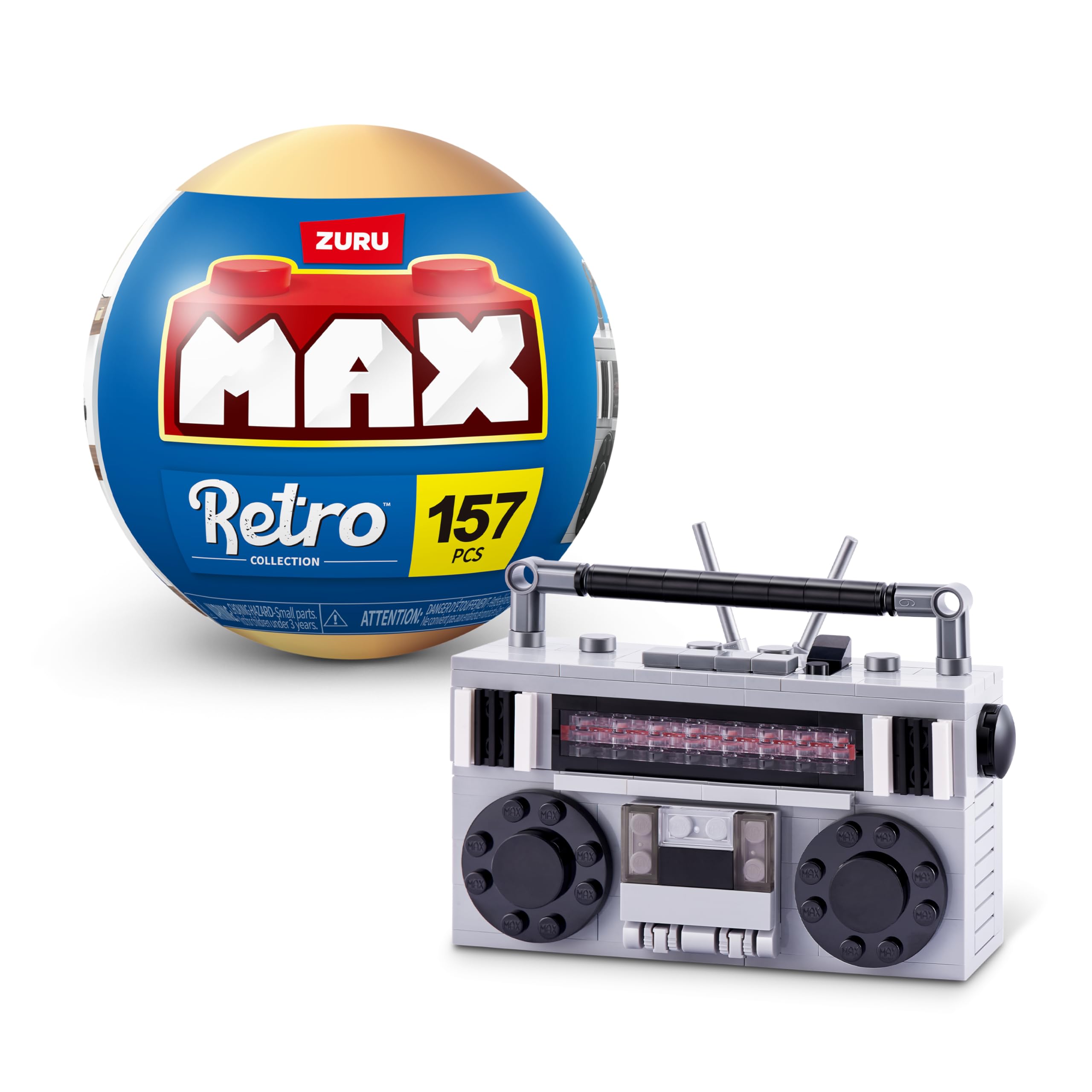 Max Build More MAX Premium Retro Building Bricks (Cassette Radio) - 221 Pieces | Collectible Mini | Ages 3+