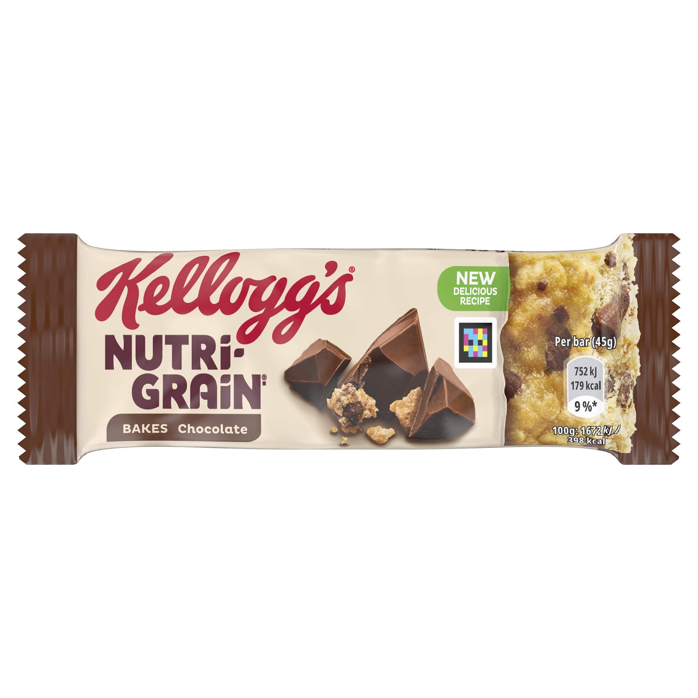 NUTRI-GRAIN Chocolate Cereal Bakes with Oats and Wheat, Fortified with Vitamins and Iron | 25 x 45g Pack 3