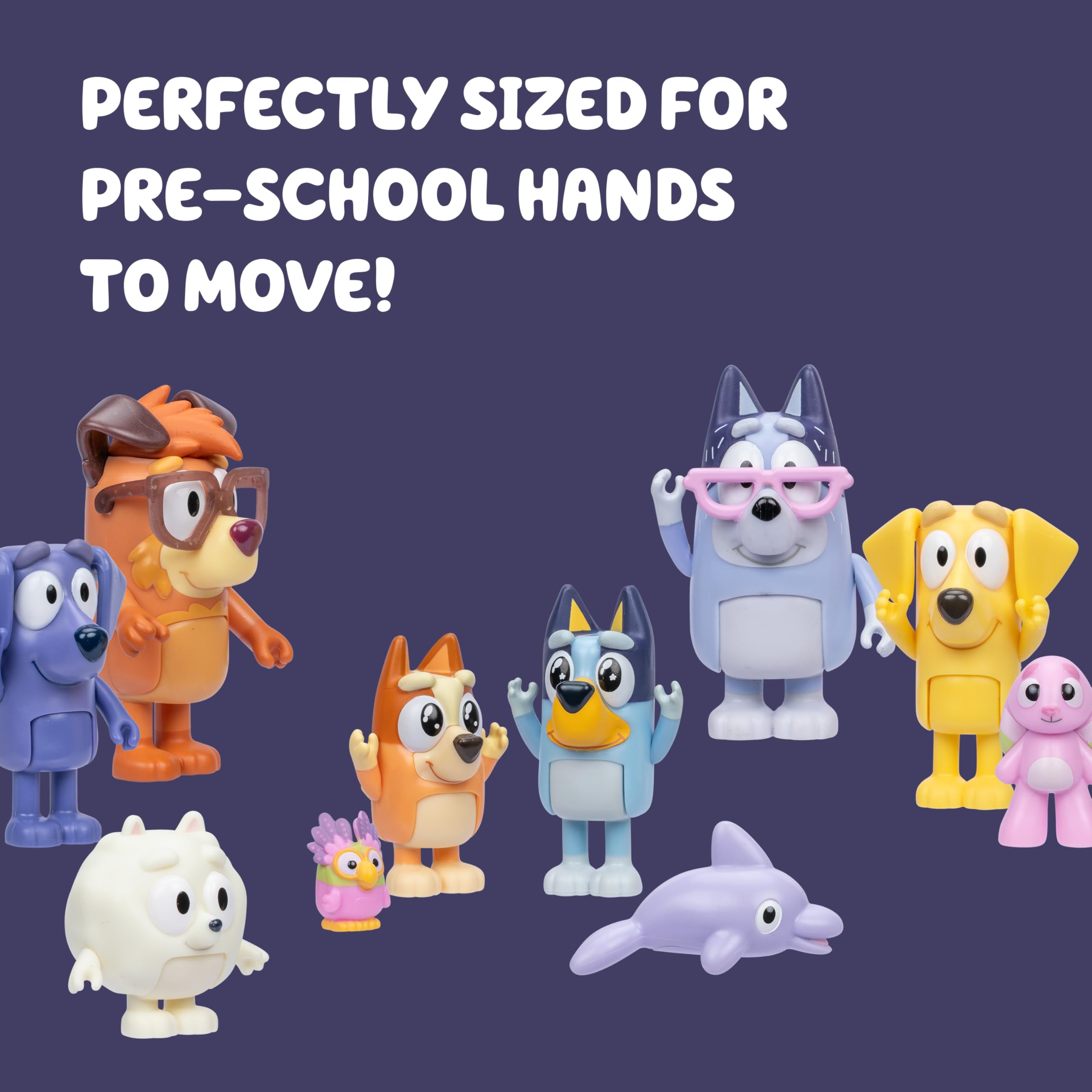 Bluey The Super Fan Set - 12 Action Figures Including Exclusive Joff & Pom Pom | Articulated