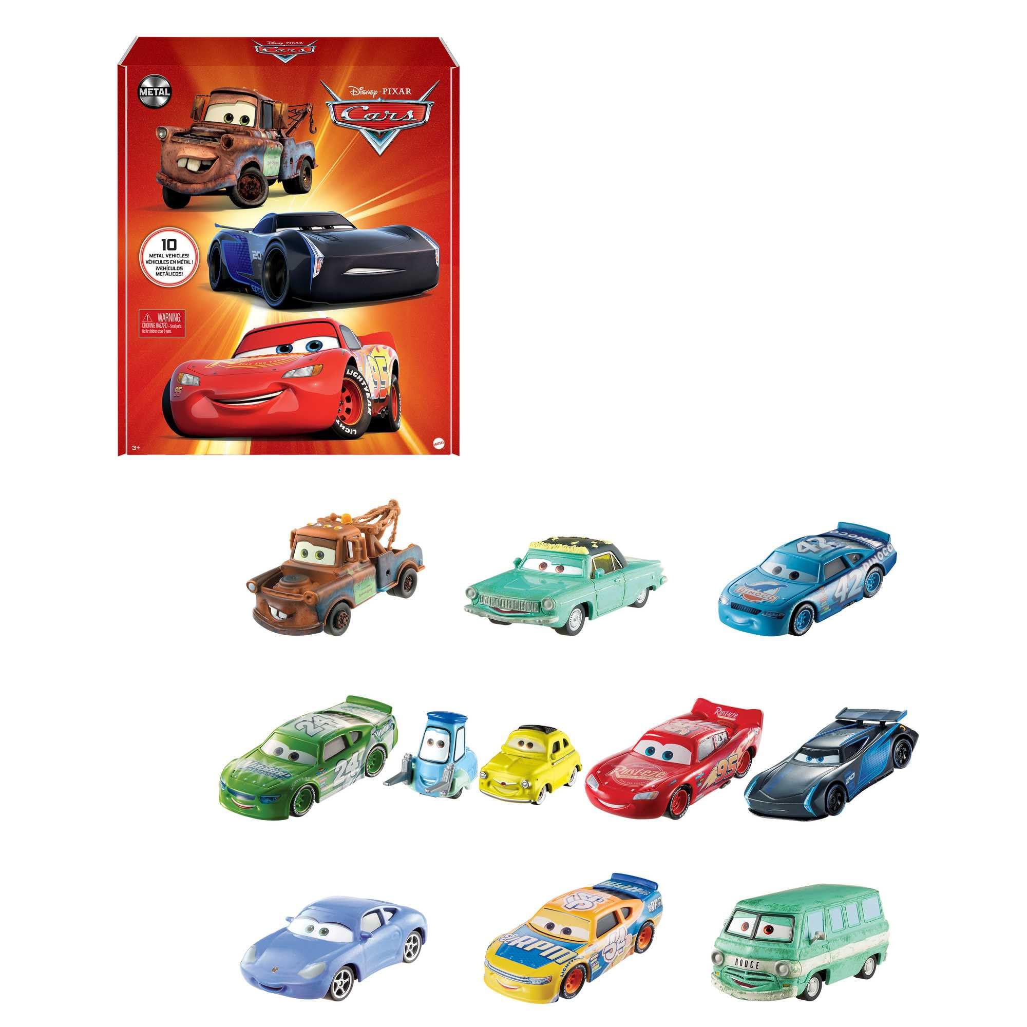 Mattel Disney Pixar Cars Die-Cast Mini Racers 10-Pack - 1:55 Scale Vehicles for Kids 3+ 1