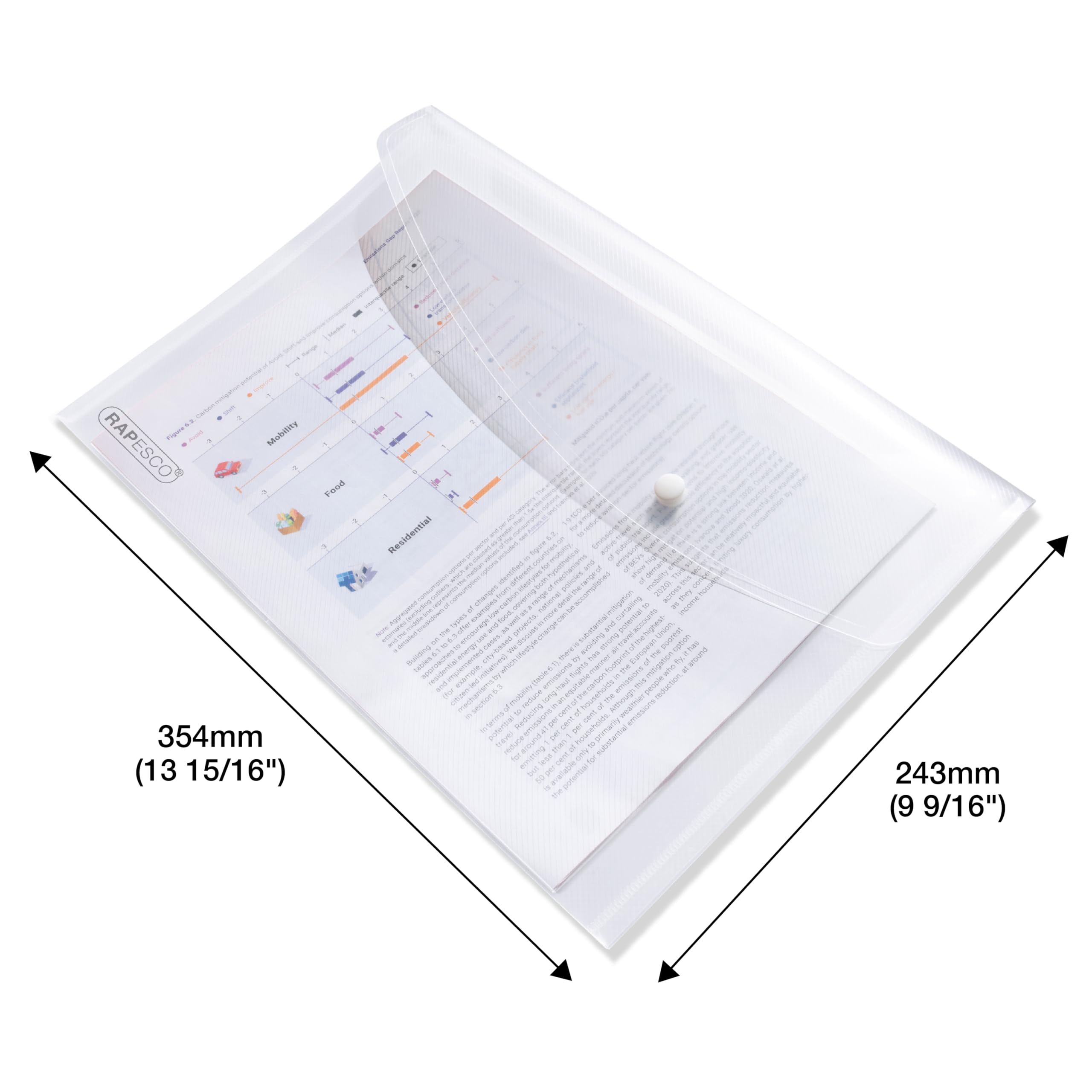 RAPESCO 1816 ECO Popper Wallets - A4+, Clear Transparent, 10 Pack | 150 Sheet Capacity 4