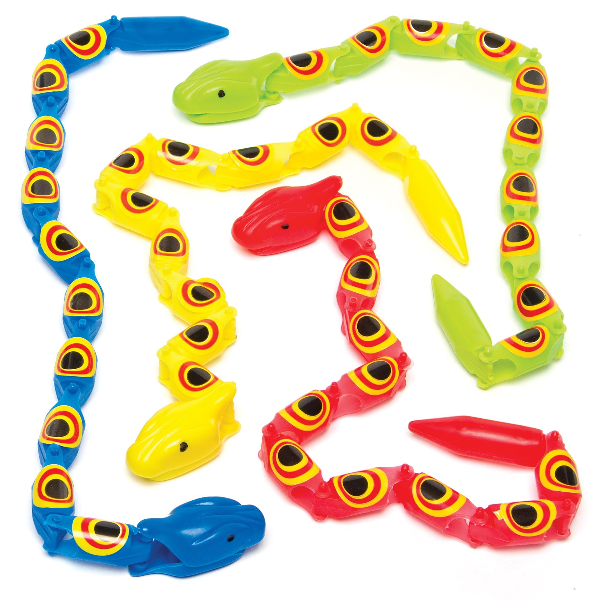 Baker Ross Jointed Wiggly Snakes - Pack of 10 Assorted Colour Party Favours | 36cm Long 1