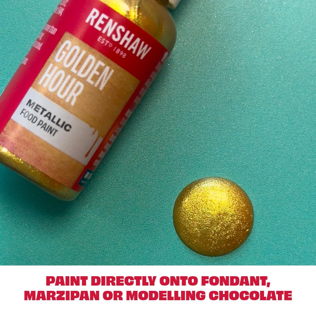 Renshaw Edible Metallic Food Paint - Golden Hour (Gold) | Ready-to-Use | 20g 3